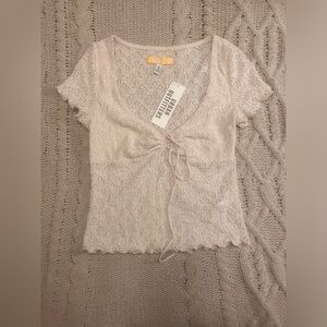 Urban Outfitters - Lace Short Sleeve Top - size medium - NWT